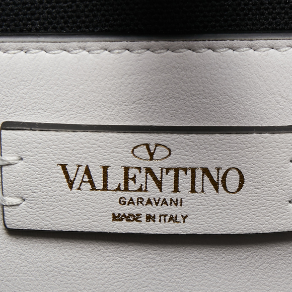 VALENTINO White/Black Zebra Print Canvas and Leather Small VLogo Tote - Picture 8 of 8